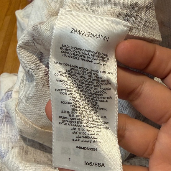 Zimmermann COCO TIE FRONT MIDI LINEN DRESS AU 1= US 6 NWOT - Picture 8 of 17